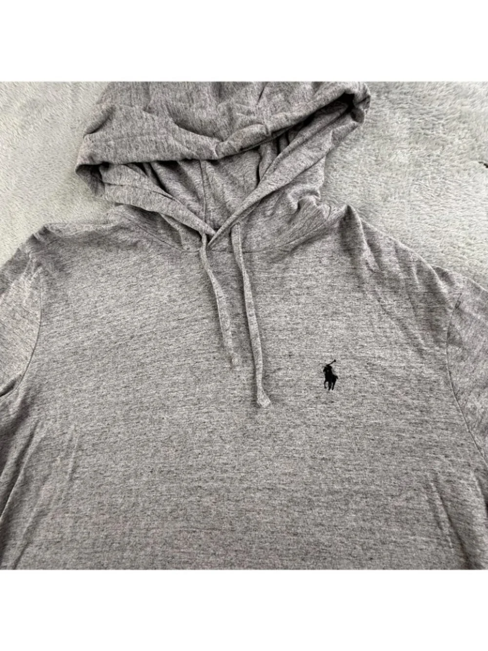 Polo Ralph Lauren Hoodie Mens Large Gray Lightweight Jersey Pullover Pony Logo